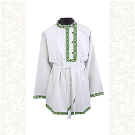 Косоворотка Оберег, белый хлопок с зеленым
