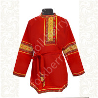 Косоворотка Русич, красный габардин с желтым