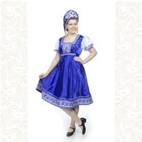 Платье Галина, атлас-стрейч, синее