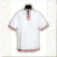 Рубаха Истоки, белый хлопок с красным