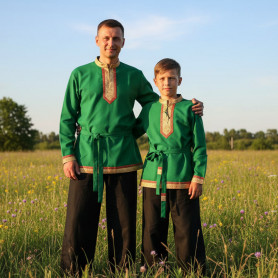 Рубаха Молодецкая, зеленый  габардин- фото 1